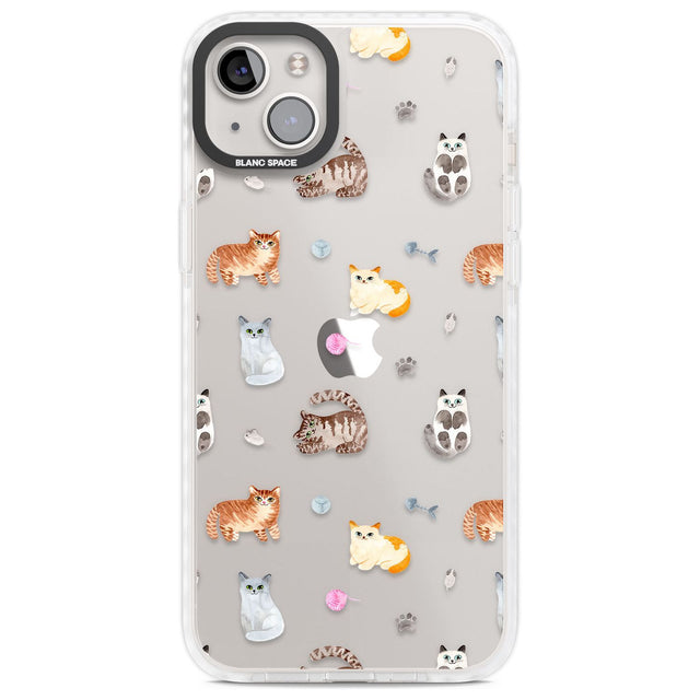 Cats with Toys - Clear Phone Case iPhone 14 Plus / Impact Case Blanc Space