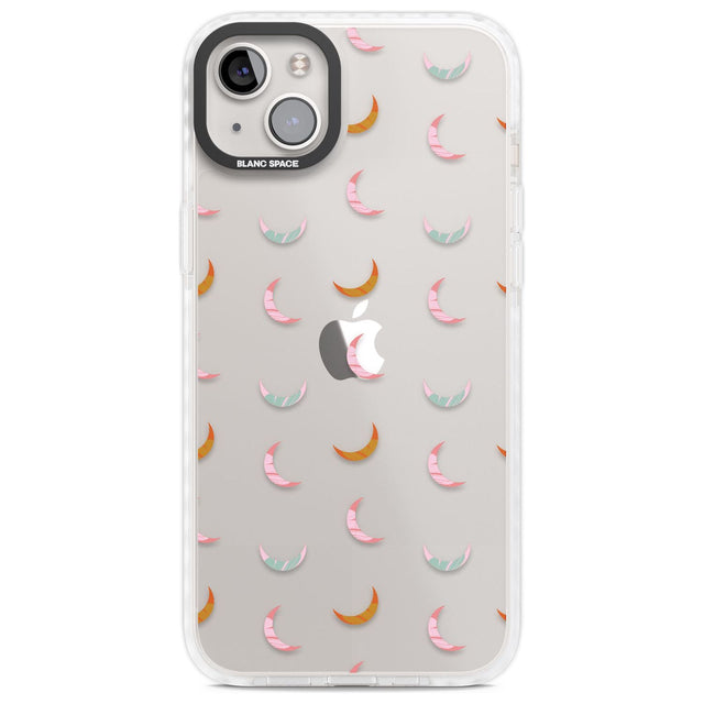 Colourful Crescent Moons Phone Case iPhone 14 Plus / Impact Case Blanc Space