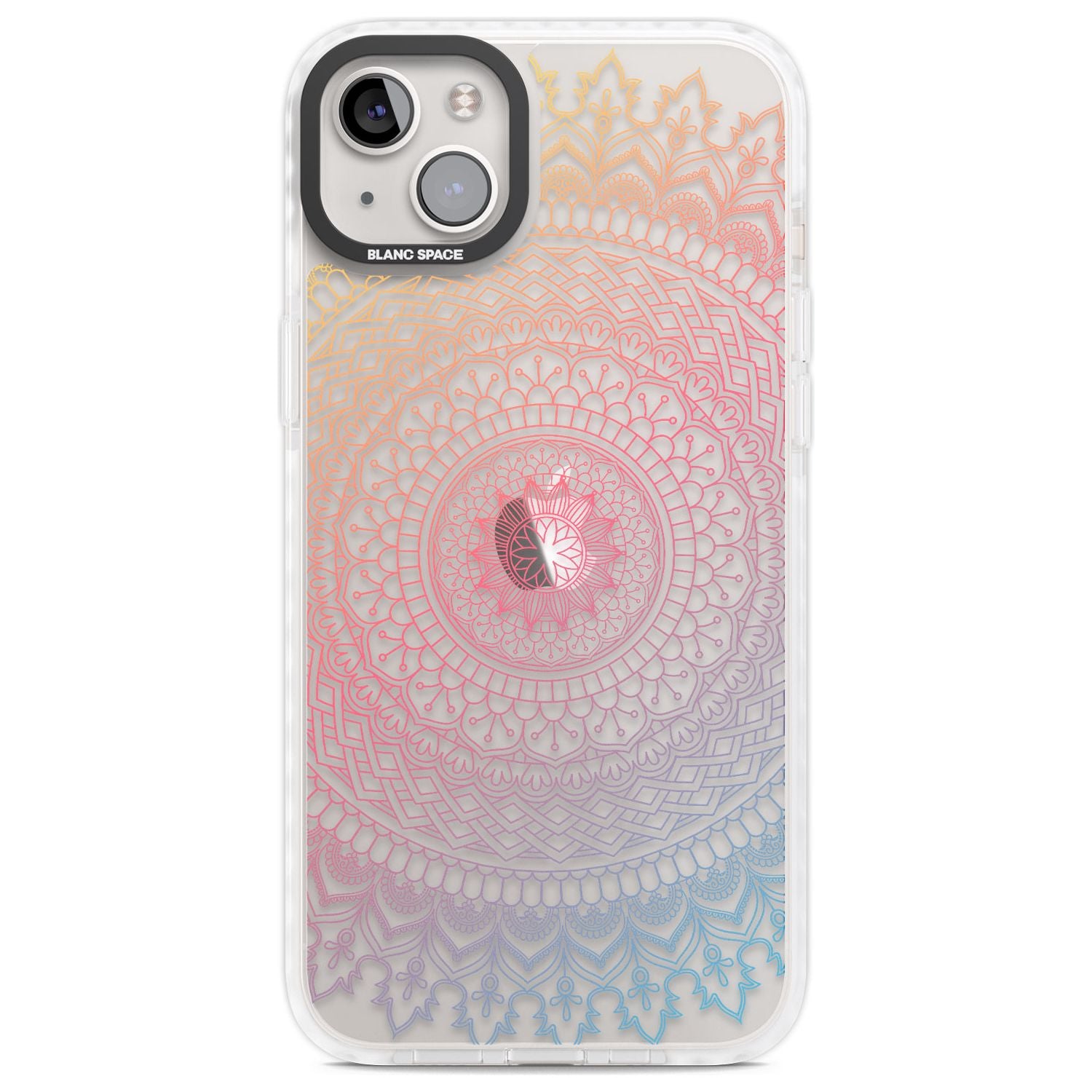 Large Rainbow Mandala Phone Case iPhone 14 Plus / Impact Case Blanc Space