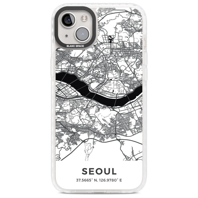 Map of Seoul, South Korea Phone Case iPhone 14 Plus / Impact Case Blanc Space