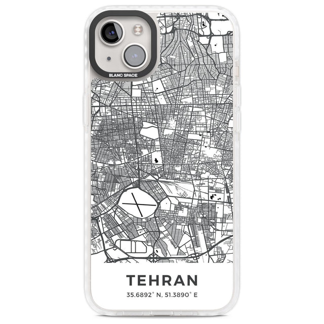 Map of Tehran, Iran Phone Case iPhone 14 Plus / Impact Case Blanc Space