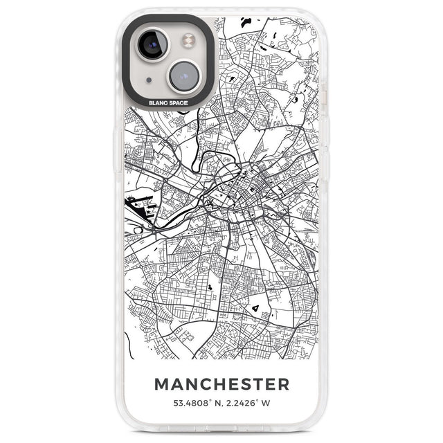 Map of Manchester, England Phone Case iPhone 14 Plus / Impact Case Blanc Space