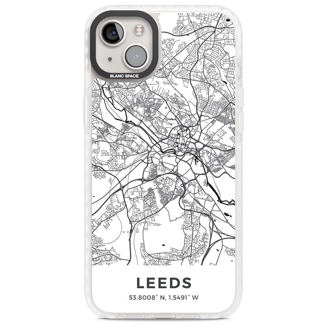 Map of Leeds, England Phone Case iPhone 14 Plus / Impact Case Blanc Space