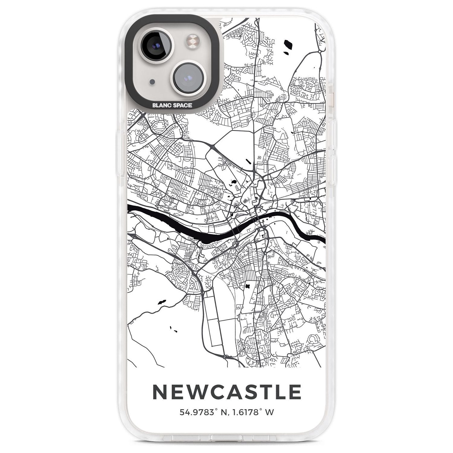 Map of Newcastle, England Phone Case iPhone 14 Plus / Impact Case Blanc Space
