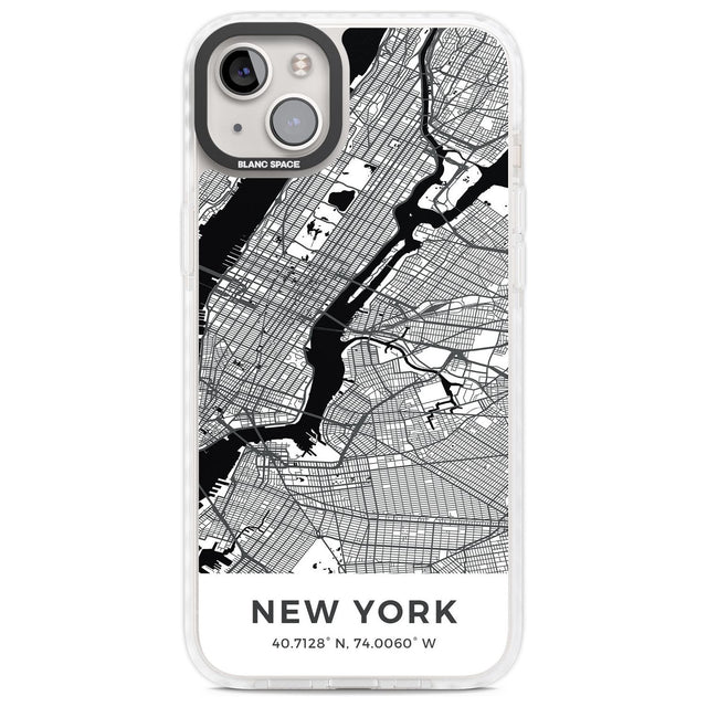 Map of New York, New York Phone Case iPhone 14 Plus / Impact Case Blanc Space