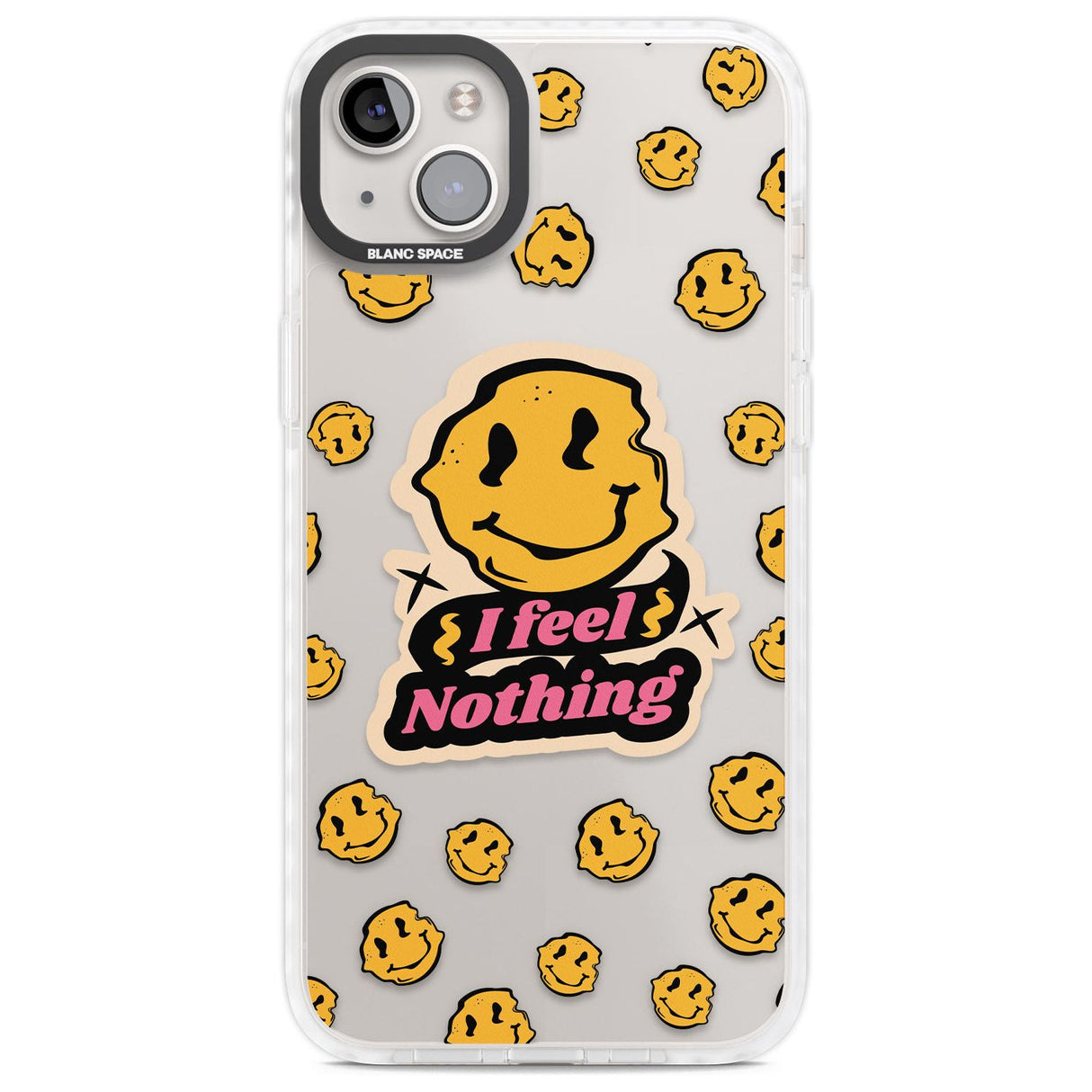 I feel nothing (Clear) Phone Case iPhone 14 Plus / Impact Case Blanc Space
