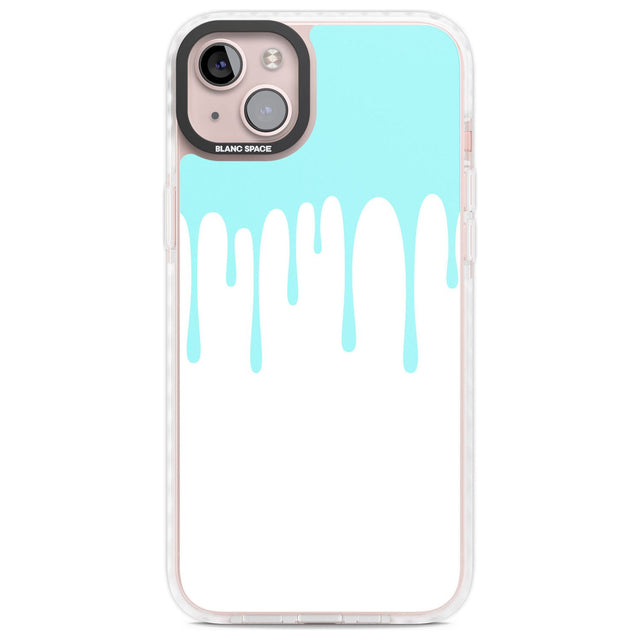 Melted Effect: Teal & White Phone Case iPhone 14 Plus / Impact Case Blanc Space