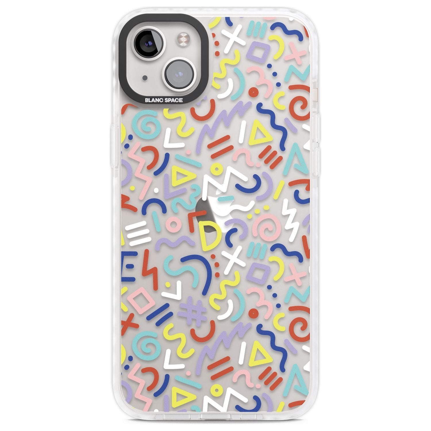 Colourful Mixed Shapes Retro Pattern Design Phone Case iPhone 14 Plus / Impact Case Blanc Space