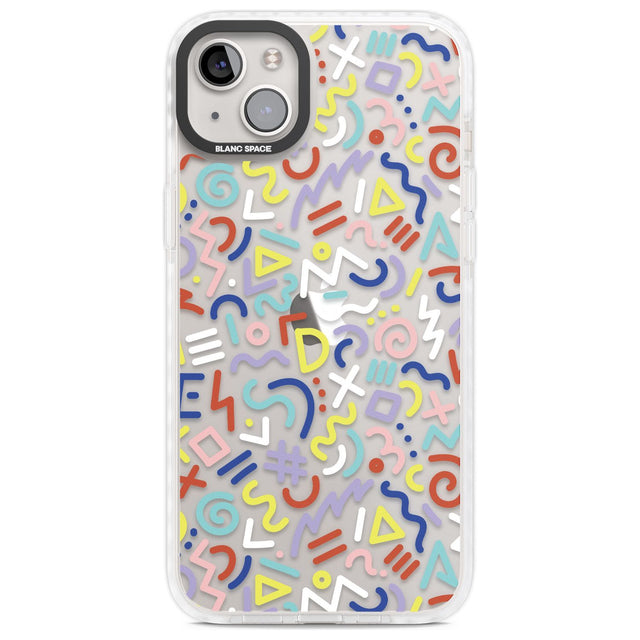 Colourful Mixed Shapes Retro Pattern Design Phone Case iPhone 14 Plus / Impact Case Blanc Space