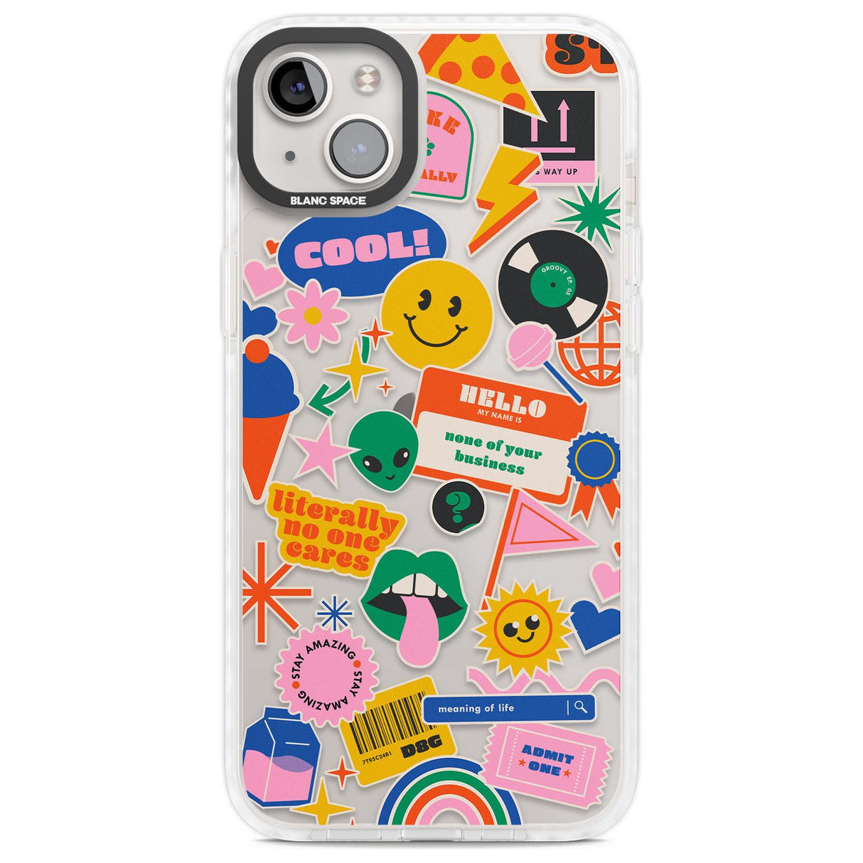 Nostalgic Stickers #1 Phone Case iPhone 14 Plus / Impact Case Blanc Space