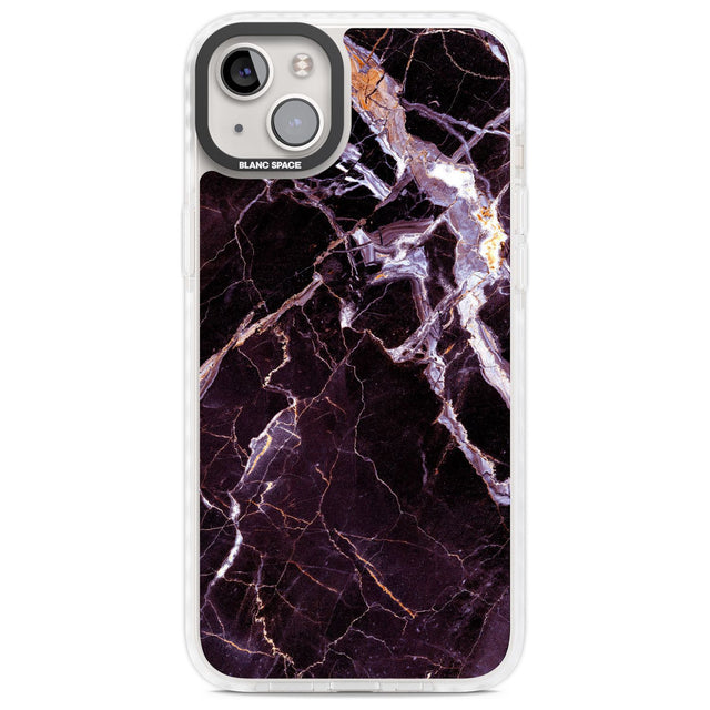 Black, Purple & Yellow shattered Marble Phone Case iPhone 14 Plus / Impact Case Blanc Space