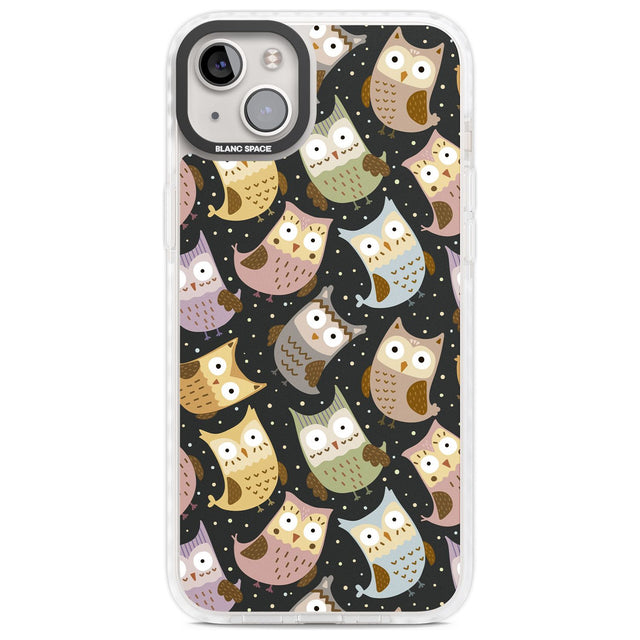 Cute Owl Pattern Phone Case iPhone 14 Plus / Impact Case Blanc Space