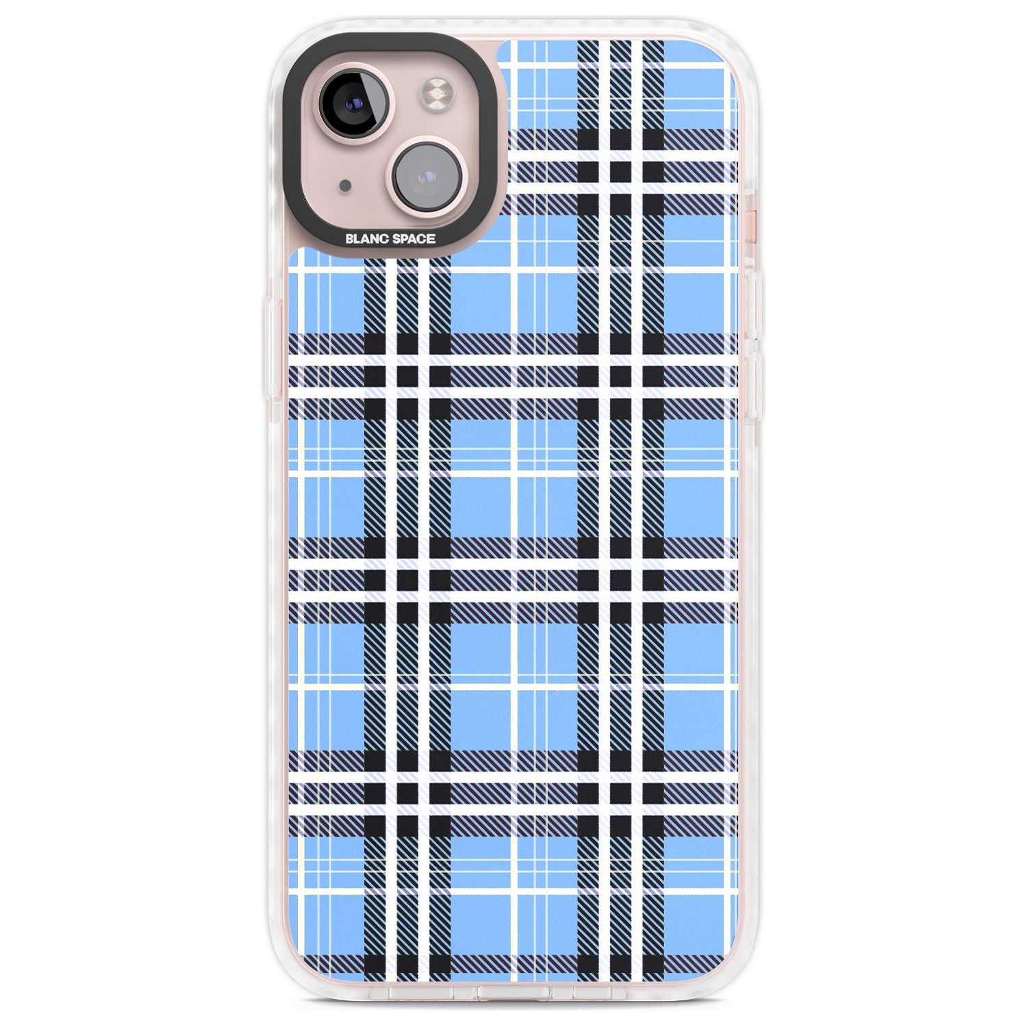Blue Plaid Phone Case iPhone 14 Plus / Impact Case Blanc Space