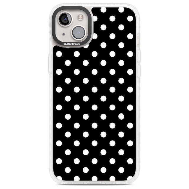 Designer Chic Black Polka Dot Phone Case iPhone 14 Plus / Impact Case Blanc Space
