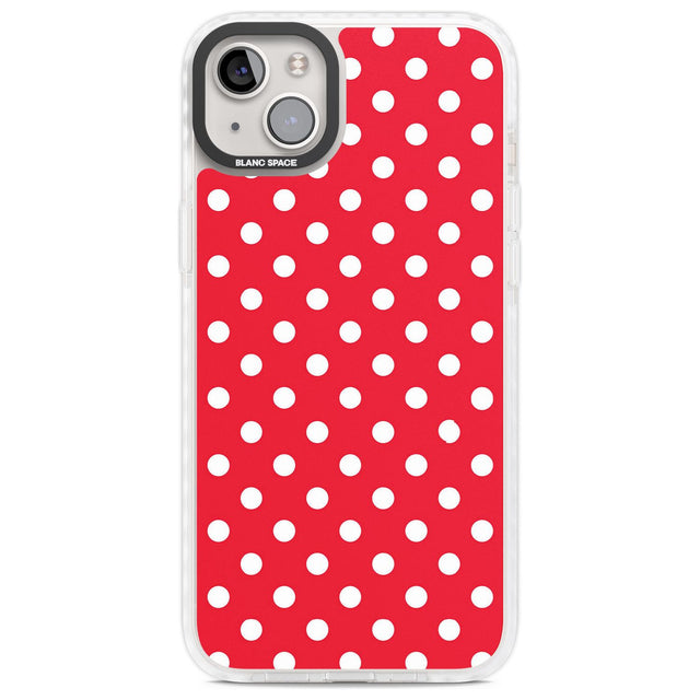 Designer Lava Red Polka Dot Phone Case iPhone 14 Plus / Impact Case Blanc Space