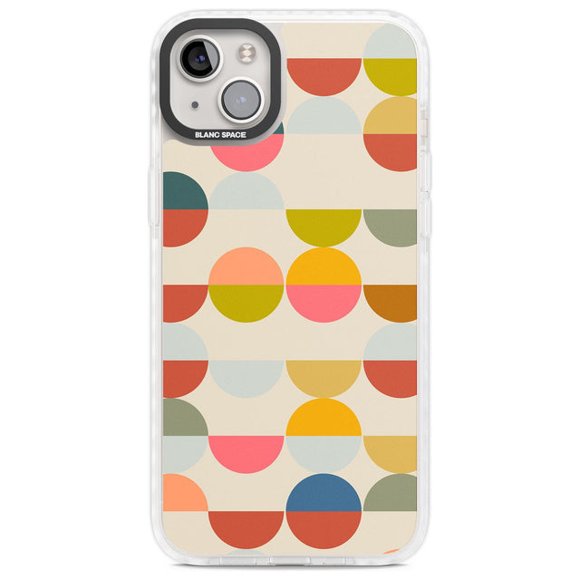 Abstract Retro Shapes: Colourful Circles Phone Case iPhone 14 Plus / Impact Case Blanc Space