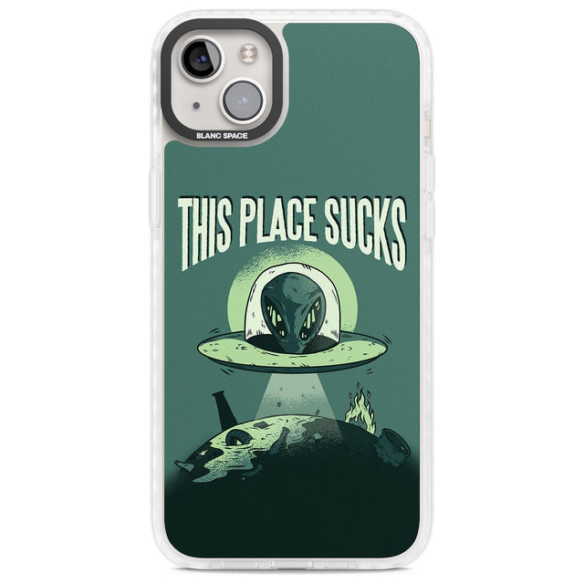 EARTH SUCKS Phone Case iPhone 14 Plus / Impact Case Blanc Space