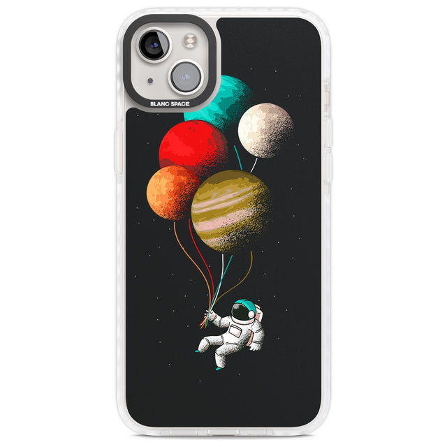 Astronaut Balloon Planets Phone Case iPhone 14 Plus / Impact Case Blanc Space