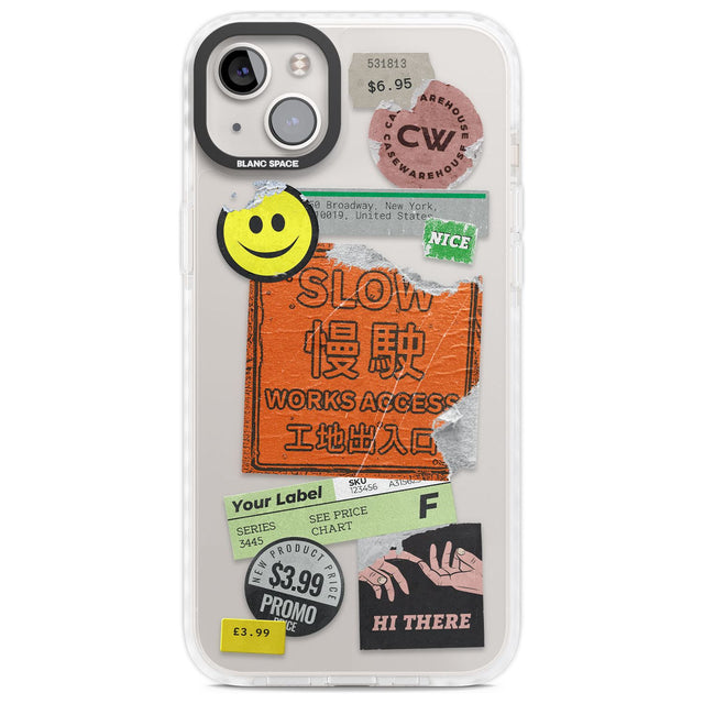 Kanji Signs Sticker Mix Phone Case iPhone 14 Plus / Impact Case Blanc Space