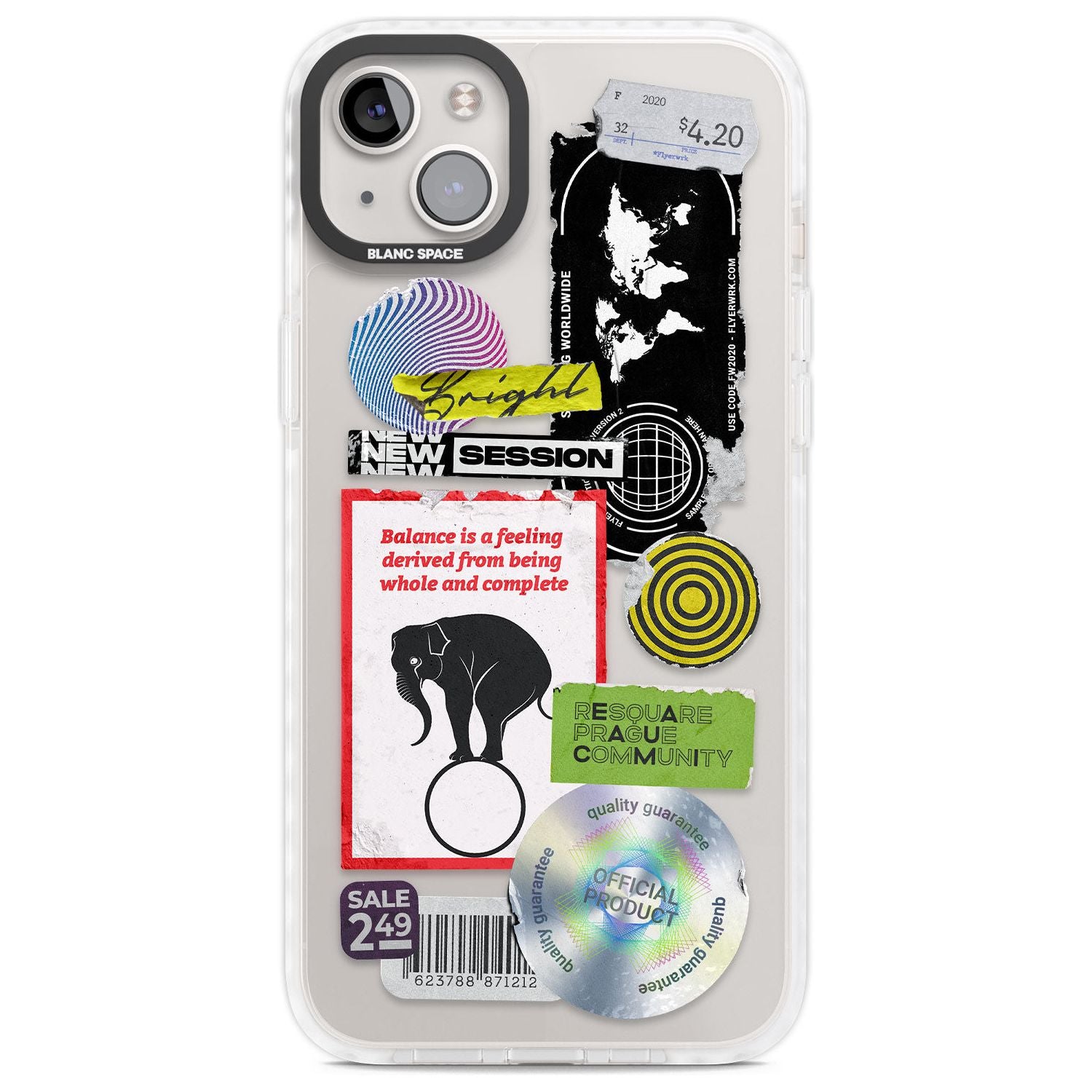 Peeled Sticker Mix Phone Case iPhone 14 Plus / Impact Case Blanc Space
