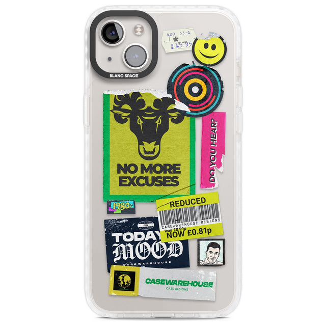 No More Excuses Sticker Mix Phone Case iPhone 14 Plus / Impact Case Blanc Space