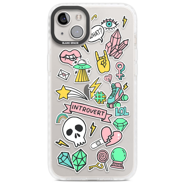 Introvert Sticker Phone Case iPhone 14 Plus / Impact Case Blanc Space