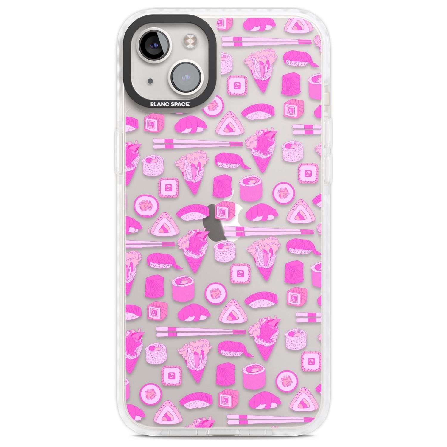 Bright Pink Sushi Pattern Phone Case iPhone 14 Plus / Impact Case Blanc Space
