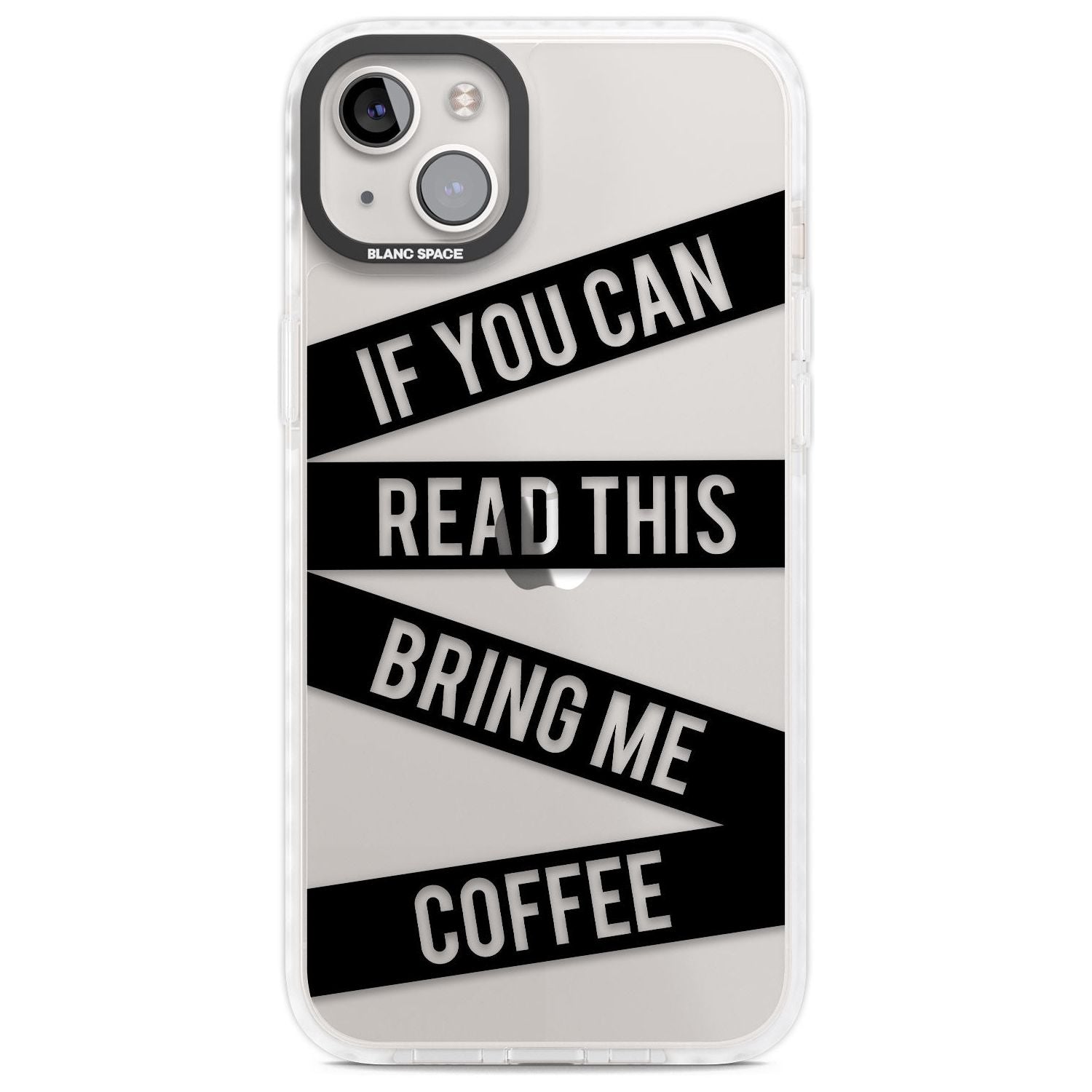 Black Stripes Bring Me Coffee Phone Case iPhone 14 Plus / Impact Case Blanc Space