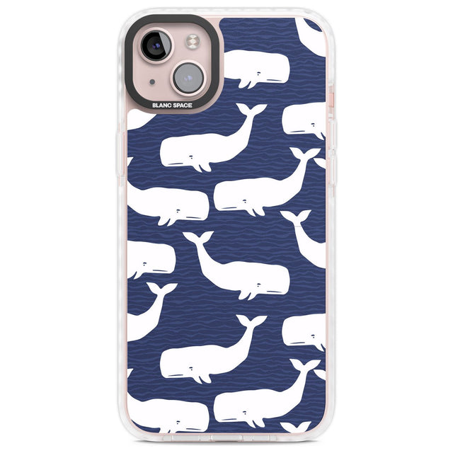 Cute Whales Phone Case iPhone 14 Plus / Impact Case Blanc Space