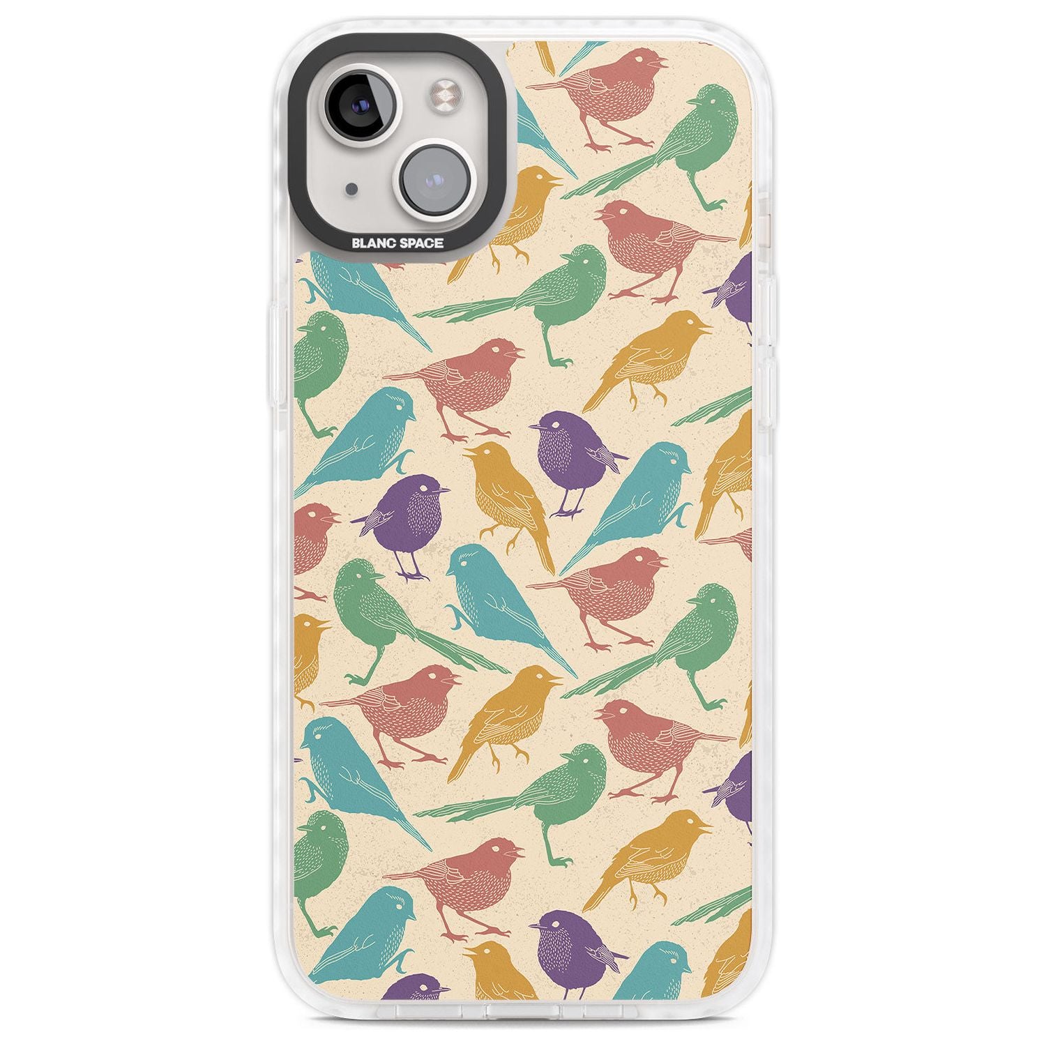 Colourful Feathered Friends Bird Phone Case iPhone 14 Plus / Impact Case Blanc Space
