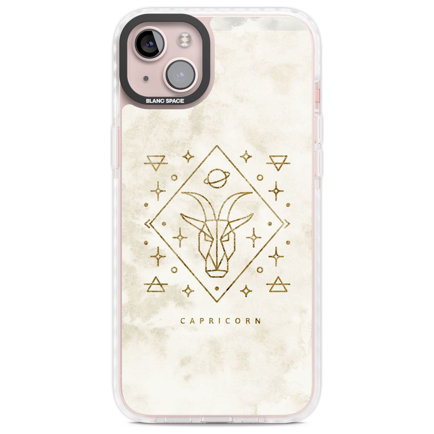 Capricorn Emblem - Solid Gold Marbled Design Phone Case iPhone 14 Plus / Impact Case Blanc Space