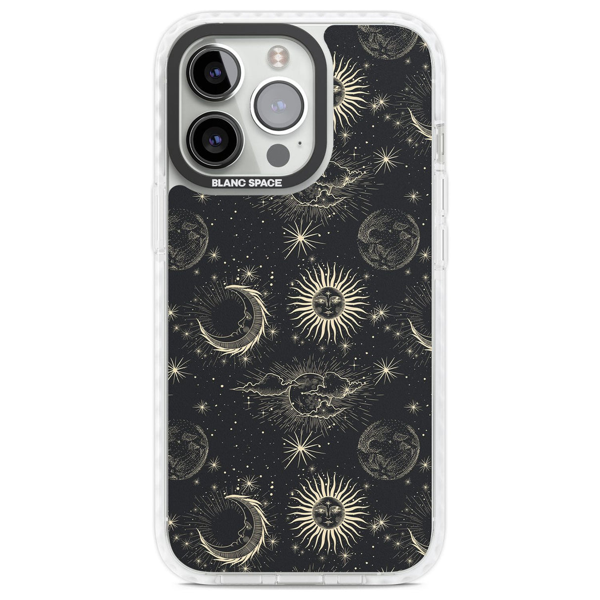Large Suns, Moons & Clouds Astrological Phone Case iPhone 13 Pro / Impact Case,iPhone 14 Pro / Impact Case,iPhone 15 Pro Max / Impact Case,iPhone 15 Pro / Impact Case Blanc Space