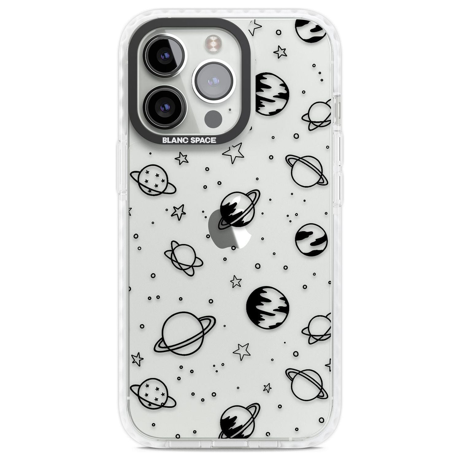 Cosmic Outer Space Design Black on Clear Phone Case iPhone 13 Pro / Impact Case,iPhone 14 Pro / Impact Case,iPhone 15 Pro Max / Impact Case,iPhone 15 Pro / Impact Case Blanc Space