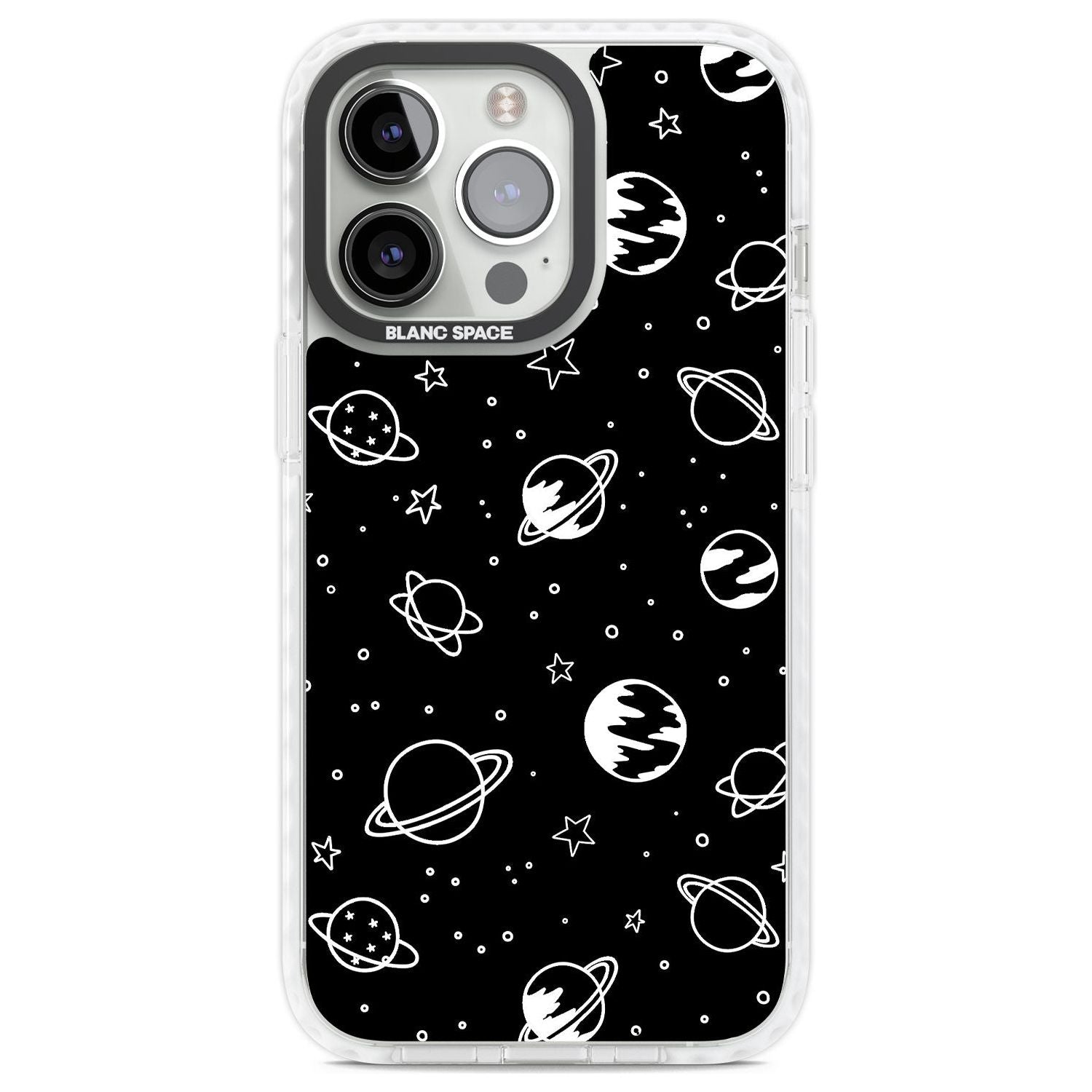 Cosmic Outer Space Design White on Black Phone Case iPhone 13 Pro / Impact Case,iPhone 14 Pro / Impact Case,iPhone 15 Pro Max / Impact Case,iPhone 15 Pro / Impact Case Blanc Space