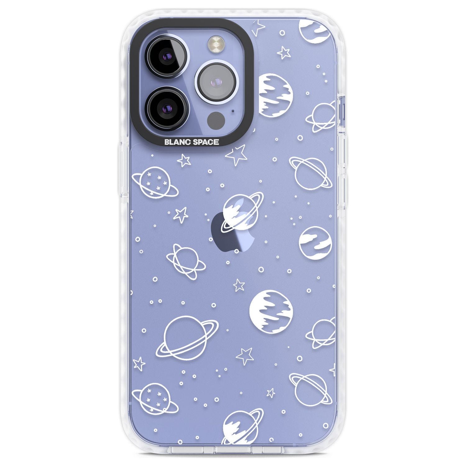 Cosmic Outer Space Design White on Clear Phone Case iPhone 13 Pro / Impact Case,iPhone 14 Pro / Impact Case,iPhone 15 Pro Max / Impact Case,iPhone 15 Pro / Impact Case Blanc Space