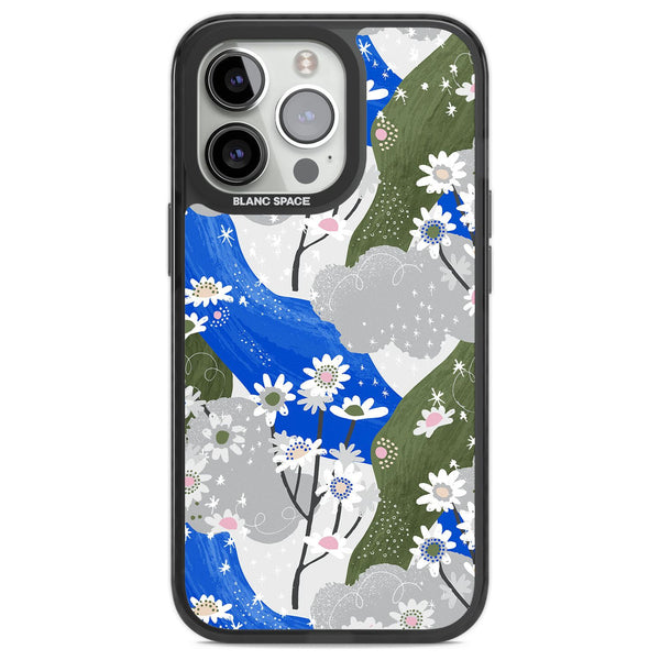 Blue & Grey Daisies Pattern