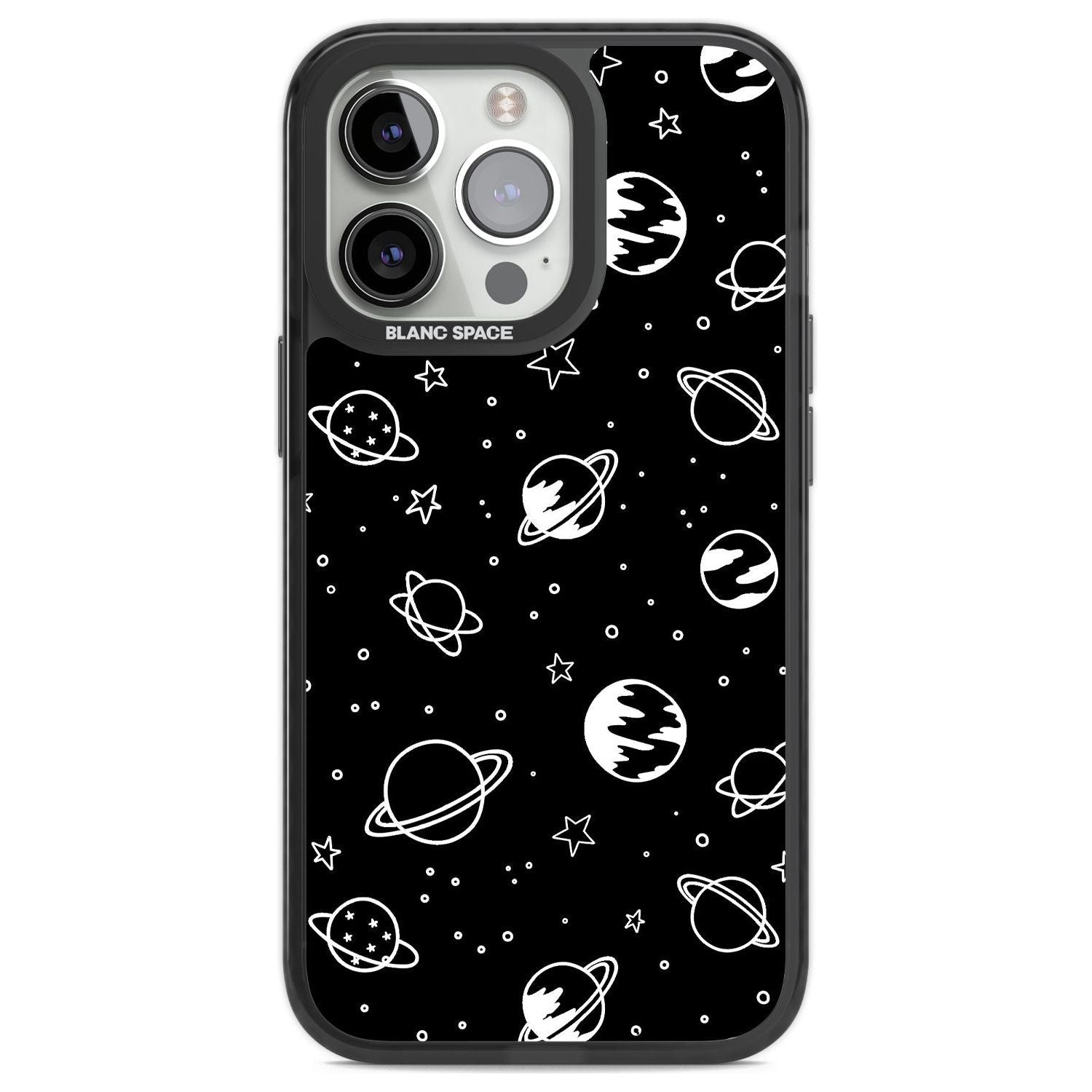 Cosmic Outer Space Design White on Black Phone Case iPhone 13 Pro / Black Impact Case,iPhone 14 Pro / Black Impact Case,iPhone 15 Pro Max / Black Impact Case,iPhone 15 Pro / Black Impact Case Blanc Space