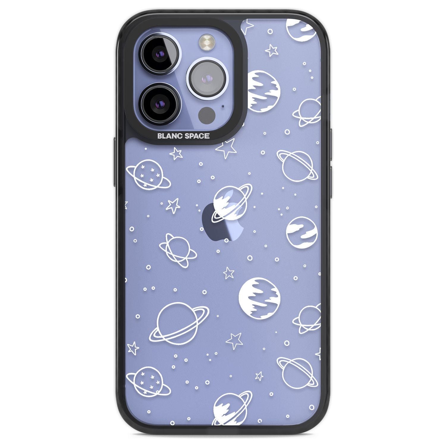 Cosmic Outer Space Design White on Clear Phone Case iPhone 13 Pro / Black Impact Case,iPhone 14 Pro / Black Impact Case,iPhone 15 Pro Max / Black Impact Case,iPhone 15 Pro / Black Impact Case Blanc Space