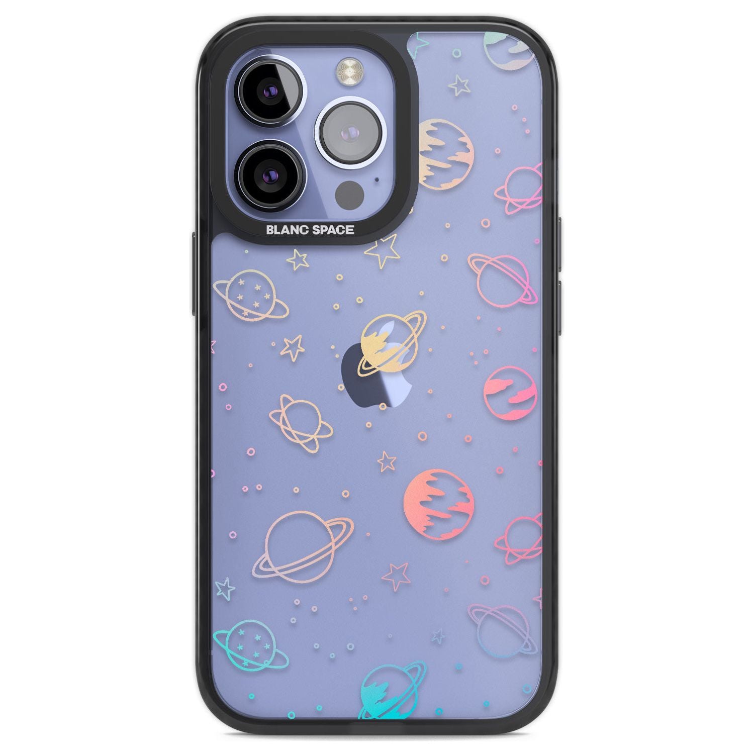 Cosmic Outer Space Design Pastels on Clear Phone Case iPhone 13 Pro / Black Impact Case,iPhone 14 Pro / Black Impact Case,iPhone 15 Pro Max / Black Impact Case,iPhone 15 Pro / Black Impact Case Blanc Space