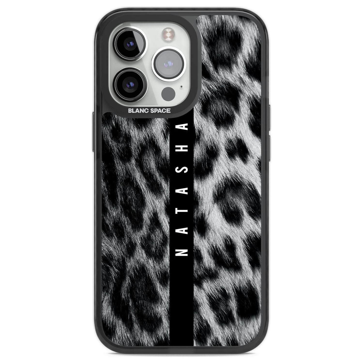 Personalised Snow Leopard Print Custom Phone Case iPhone 13 Pro / Black Impact Case,iPhone 14 Pro / Black Impact Case,iPhone 15 Pro Max / Black Impact Case,iPhone 15 Pro / Black Impact Case Blanc Space