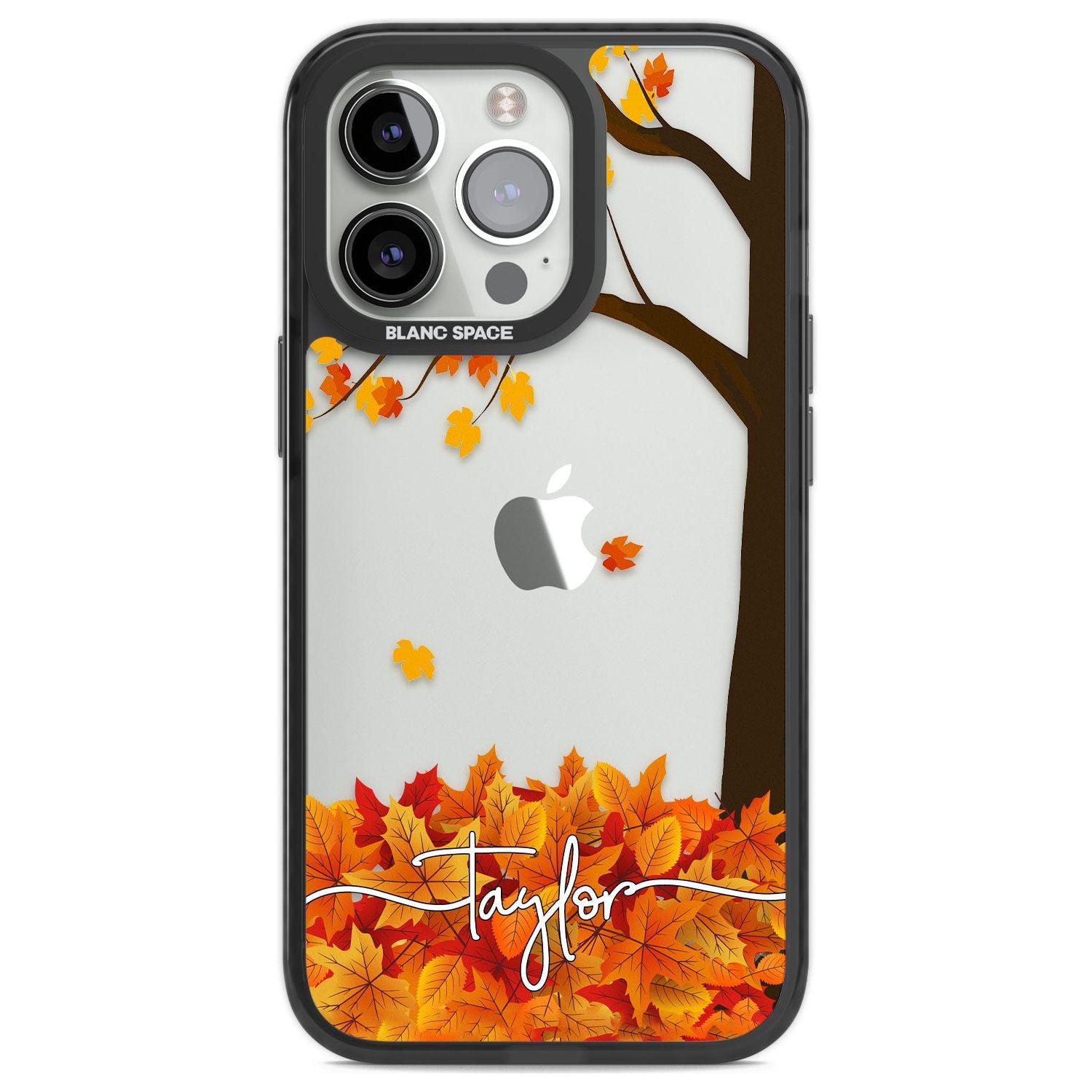 Personalised Autumn Leaves iPhone Case Blanc Space