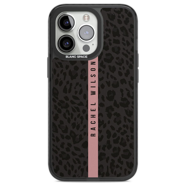 Personalised Pink Stripe Leopard Pattern Custom Phone Case iPhone 13 Pro / Black Impact Case,iPhone 14 Pro / Black Impact Case,iPhone 15 Pro Max / Black Impact Case,iPhone 15 Pro / Black Impact Case Blanc Space