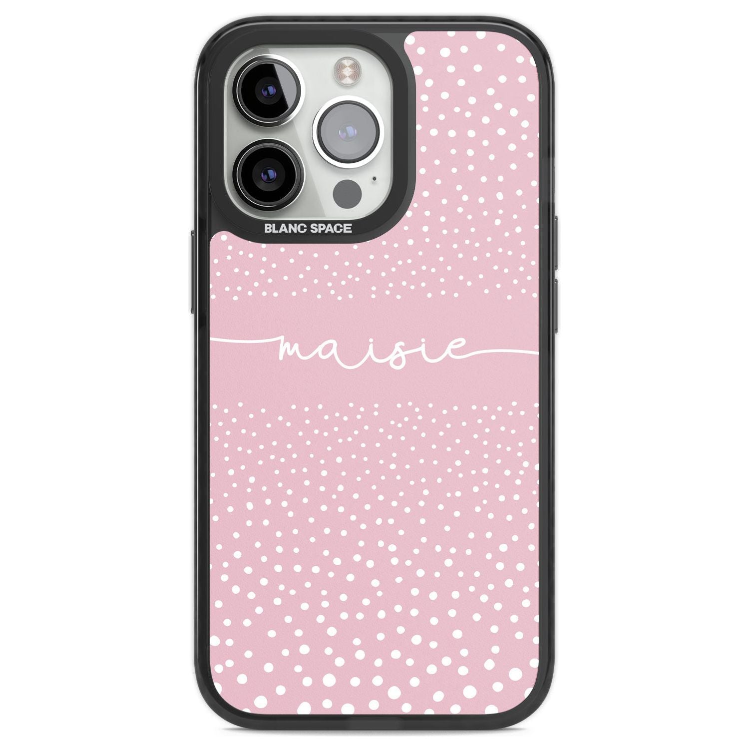 Personalised Pink Dots Custom Phone Case iPhone 13 Pro / Black Impact Case,iPhone 14 Pro / Black Impact Case,iPhone 15 Pro Max / Black Impact Case,iPhone 15 Pro / Black Impact Case Blanc Space