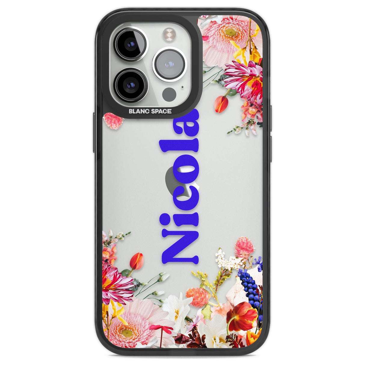 Personalised Text with Floral Borders Custom Phone Case iPhone 13 Pro / Black Impact Case,iPhone 14 Pro / Black Impact Case,iPhone 15 Pro Max / Black Impact Case,iPhone 15 Pro / Black Impact Case Blanc Space