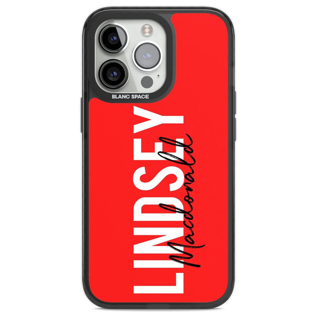 Personalised Bold Name: Red Custom Phone Case iPhone 13 Pro / Black Impact Case,iPhone 14 Pro / Black Impact Case,iPhone 15 Pro Max / Black Impact Case,iPhone 15 Pro / Black Impact Case Blanc Space