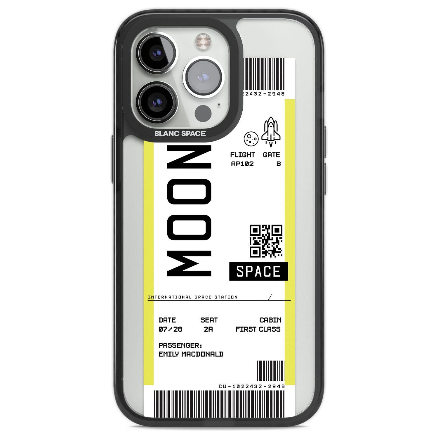 Personalised Moon Space Travel Ticket Custom Phone Case iPhone 13 Pro / Black Impact Case,iPhone 14 Pro / Black Impact Case,iPhone 15 Pro Max / Black Impact Case,iPhone 15 Pro / Black Impact Case Blanc Space