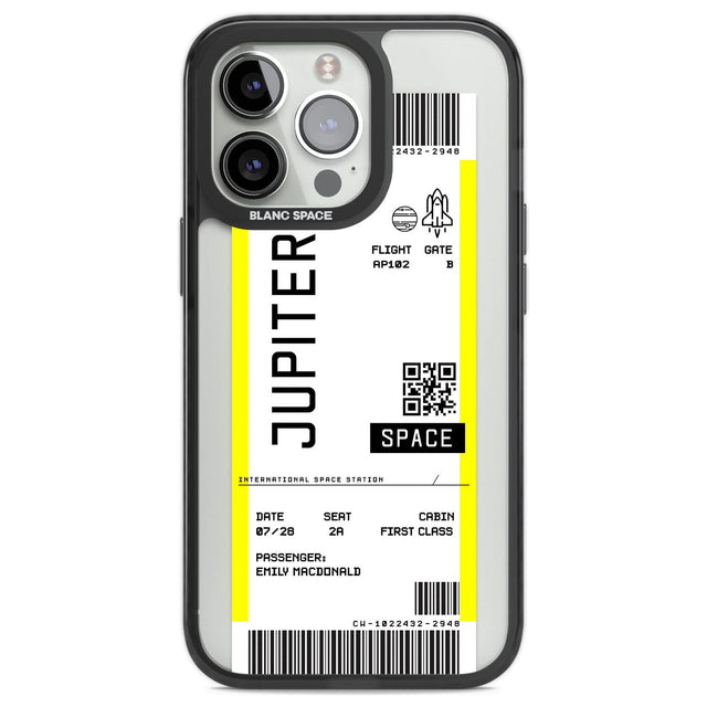 Personalised Jupiter Travel Ticket Custom Phone Case iPhone 13 Pro / Black Impact Case,iPhone 14 Pro / Black Impact Case,iPhone 15 Pro Max / Black Impact Case,iPhone 15 Pro / Black Impact Case Blanc Space