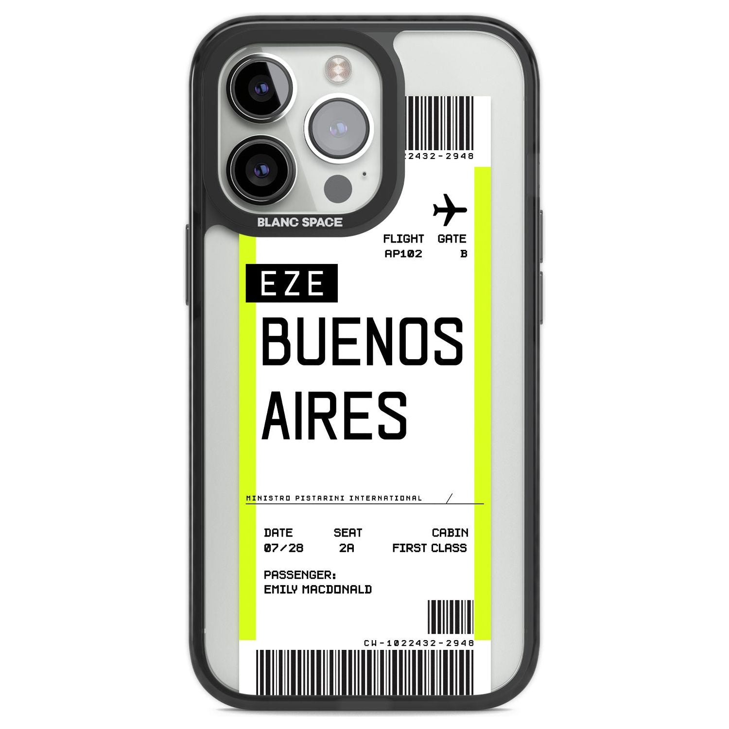 Personalised Buenos Aires Boarding Pass Custom Phone Case iPhone 13 Pro / Black Impact Case,iPhone 14 Pro / Black Impact Case,iPhone 15 Pro Max / Black Impact Case,iPhone 15 Pro / Black Impact Case Blanc Space