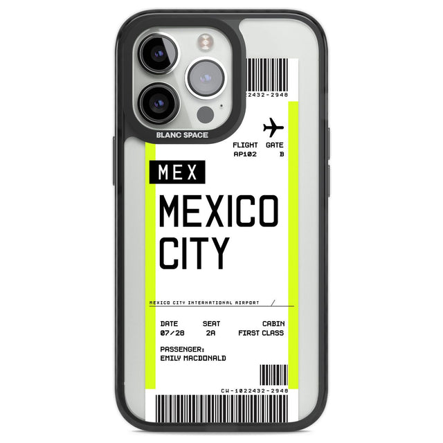 Personalised Mexico City Boarding Pass Custom Phone Case iPhone 13 Pro / Black Impact Case,iPhone 14 Pro / Black Impact Case,iPhone 15 Pro Max / Black Impact Case,iPhone 15 Pro / Black Impact Case Blanc Space
