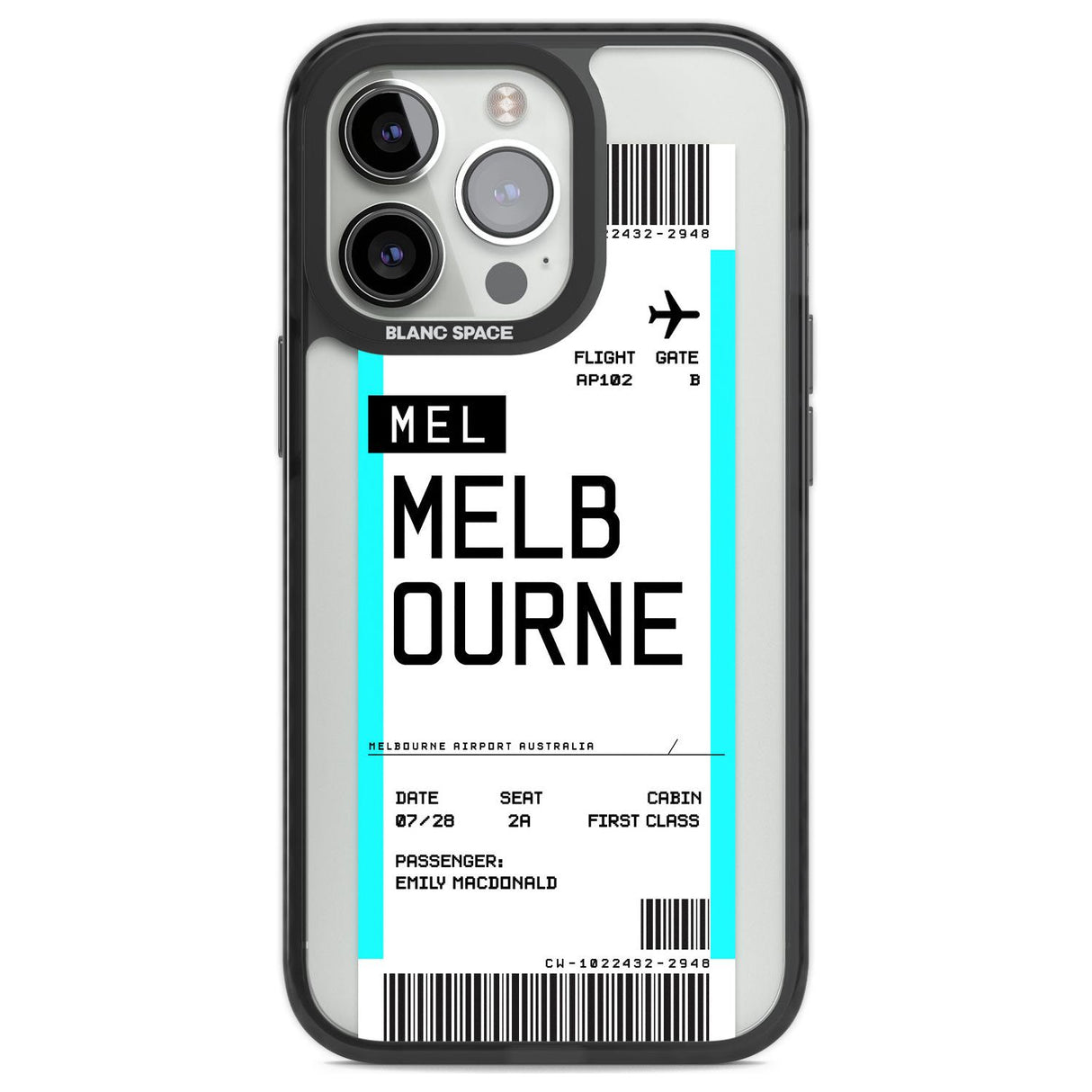 Personalised Melbourne Boarding Pass Custom Phone Case iPhone 13 Pro / Black Impact Case,iPhone 14 Pro / Black Impact Case,iPhone 15 Pro Max / Black Impact Case,iPhone 15 Pro / Black Impact Case Blanc Space